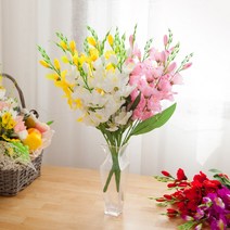 (3+2) 고급 조화 성묘꽃 21종 국화 수국 산소 추모 납골당 꽃꽂이 장식 명절 2, 뉴글라디올러스부쉬, 핫핑크+오렌지+옐로우