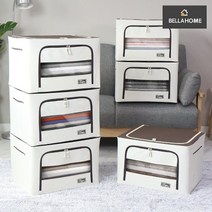 [벨라홈] 프리미엄 대용량 리빙박스 66L 6개세트, 브라운