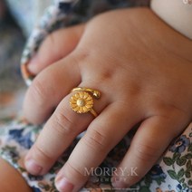 활짝핀 해바라기꽃 아기 순금 돌반지 1.875g