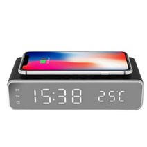 무선충전패드 고속 충전 스탠드 모듈 디지털탁상용시계, 화이트[KF-CW100]