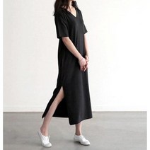 여성브이넥원피스 3컬러 1P 여자 와이드 트임 치마 봄 귀여운 데일리 여름롱