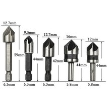 5Pcs HSS Countersink Drill Bit Set 5 Flutes 82 Degree Counterbore Woodworking MetalWorking Deburring, 02 5Pcs