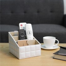 제이와이홀딩스 리모컨정리함 고급 인테리어 오피스 거실 가죽 수납함 색상_화이트, 1개