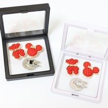 [더블이글] (선물용) 금장 퀼팅 베어 골프 볼마커 2개 + 자석모자클립 세트, 화이트, 레드