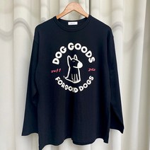 데일로엔 여성용 자체제작 도그굿프린팅 여성 긴팔 티셔츠