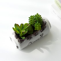 아르띠콜로 인테리어 다육이 선인장 사무실 조화 화분 세트, 초록 다육이+캔 화분