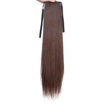 [뿌이뿌이가발] 여성 포니테일 고열사 붙임머리 피스 부분가발 끈묶음형 55CM, 밀크브라운
