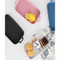 1+1 홈 키친 그릴 직사각 플레이트, 그레이, 화이트