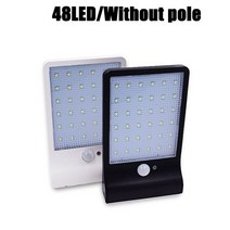 최신 태양광 가로등 PIR 동작 감지 센서등 450LM 48 LED 정원 보안 램프 야외 방수 벽 조명, 48led without pole|white body