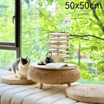 2인용 라탄티테이블 세트 좌식 탁자 원형 테이블 가정용 커피 찻상, 소형 라탄 티테이블 세트