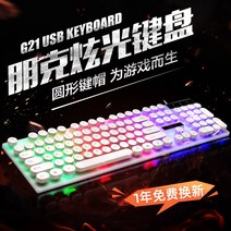 체이싱 라이트 레오파드 G21 펑크 백라이트 게임 컴퓨터 데스크탑 가정 발광 매니퓰레이터 노트북 외장형 USB 유선 키보드 방수 음소거 비즈니스 사무실 타이핑 전기 경쟁 인터넷 카, [04] 엘레강트 화이트스퀘어 키 캡 컬러풀, [01]  규격