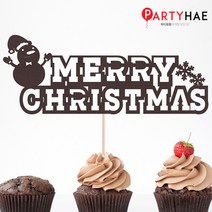 파티해 파티 케이크 토퍼&픽, I03_레터링메리크리스마스토퍼-눈사람