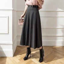 여성 겨울 코듀로이 울 스커트 치마 골덴 패딩 플레어 모직 레더 롱 숙녀 우아한 큰 밑단 pleated 봄 가을 한국 스타일 세련된 캐주얼 faldas largas 저렴한 도매