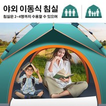 아웃도어 바람막이 방수 캠핑텐트 1~4인용 원터치텐트 피크닉 그늘막 텐트, 블루 텐트 +수납가방, 200×200×130cm