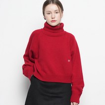 에이본 우먼 클래식 램스울 크롭 폴라 니트 레드