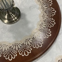 JINGHENG 식탁보 원형 럭셔리 미국식 레이스 빈티지 유럽식 고급 고급감 화이트 식당테이블 천, C07-직경 110cm원형, T02-B42단아 골드