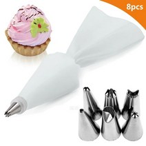 앙금플라워 재료 벚꽃 깍지 상투과자 거치대 천 짤주머니 별 비닐 생크림 베이킹 케이크 모양 1357 개국화 노즐 착빙 파이핑 과자 노즐 주방 가제트 액세서리 장식 도구 만들기, 8개 흰색