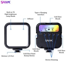 Hasselblad 핫셀블라드 SANYK 5W 1800mah 7000k RGB Vlog 채우기 빛 휴대용 미니 Led 사진 조명 전화 DSLR 카메라 비디오 Selfie, 1개