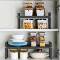 21세기트랜드 프리인서트 씽크대 선반 길이조절 선반 접시정리 다용도 미니선반, 프리인서트 씽크대 선반 블랙-깊이28cm