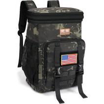 캠핑 아이스박스 관부가세포함 전술 확장 가능한 배낭 쿨러 절연 방수 남성용 헤비 듀티 점심 가방 작업 하이킹 낚시 여행, [02] B-카모 블랙