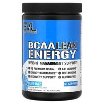 EVLution Nutrition BCAA 영양제 분말 파우더 블루 라즈 맛 303g(10.69oz), 블루라즈, 10.69온스