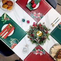 일회용 종이 테이블 식탁매트 10P 세트 크리스마스, 그린