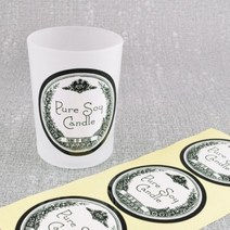 캔들이케아 빈티지가든 퓨어소이 캔들 스티커 원형-화이트