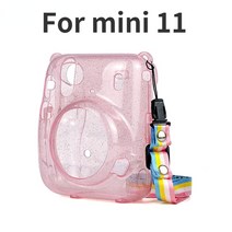 Fujifilm 폴라로이드 필름 카메라 가방에 대 한 어깨 스트랩 Instax 미니 11 케이스에 PU 가죽 실리콘 커버 가방, [09] F1205-pink
