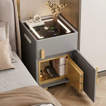 금고 협탁 스마트 무선충전 usb 콘센트 침대 럭셔리, 화이트/금고+스마트 기능 40x40x50