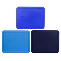 [정품]Pyrex 7212-PC 11컵 (1) 블루 카뎃 블루 및 마린 직사각형 플라스틱 식품 보관 뚜껑 미국 제조129883, 1개
