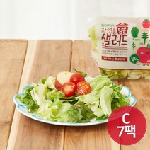 데이밀 자연을담은 샐러드 실속C 사과 방울토마토 국내산 채소샐러드 100g x 7팩 + 증정행사 양배추채 1팩, 흑임자드레싱 7개