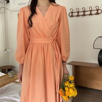바스락원피스 가을 하객 스냅 촬영 오렌지 제주 데이트 여친 여행 룩