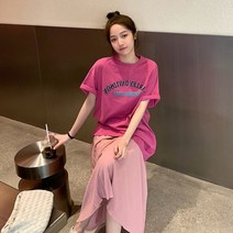 허그허그 / 핑쿠 오버핏 반팔 플리츠 스커트세트 루즈 임산부복