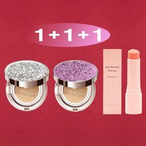 1+1+1 [쿠션+쿠션+멀티밤] 트윙클라 60%세럼 스타일71 미스트 커버 럭셔리 자외선차단 주름개선 미백 앰플 멀티밤 주얼리 쿠션 21호 23호 [건성 피부 추천 쿠션], 1개, 실버다이아글리터21호+바이올렛핑크21호(건성)+멀티밤