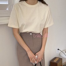 기본 무지 면 반팔 티셔츠 라운드넥 루즈핏 데일리