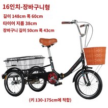 어르신 삼륜 성인용 자전거 노인용 세발 어른, 302-블랙 채반 스타일