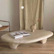 Rongzheng 와비사비 조약돌 테이블 인테리어 테이블, 화이트 L