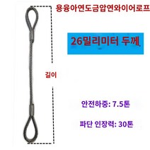 크레인 인양 견인 호이스트 와이어 로프와이어 고리, 26밀리미터 굵기, 10m, 1개