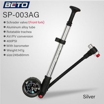 BETO 400PSI 사이클링 쇼크 에어 스마트 펌프 타이어 전동 에어샥 MTB 고압 서스펜션 포크 에어샥 로드 바이크 팽창기 자전거 핸드 W/압력 게이지, 충격 펌프 실버