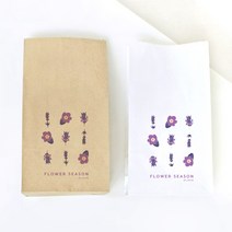 [핸즈픽메이드] 플라워시즌 각대봉투 10매 답례 선물 기념일 구디백 디자인 종이백, 크라프트 소_12x6x22cm