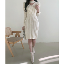 반전뒷태 초커 꽈배기 니트 원피스