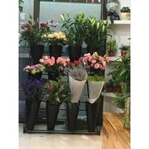꽃다발 디스플레이 랙 홀더 이동식 버킷 꽃집 스탠드 선반 진열대 철제 발코니 정리대 화분대, 6 3 layers 12pots
