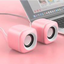 컴퓨터스피커 pc스피커 pc사운드바 USB 유선 컴퓨터 스피커 핑크 그린베이스 미니 서브 우퍼 노트북 데스크, 01 Pink