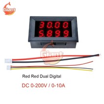 측량 용접듀얼 LED 디스플레이 디지털 전압계 전류계 DC 100V 10A 패널 앰프 볼트 테스터 감지기 4 비트 5, 0-200V 10A 레드 블랙