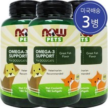 Now Foods 나우푸드 펫 애완동물 오메가 서포트 180 소프트젤 3병, 3개