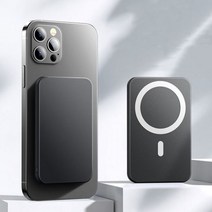 차량용맥세이프 호환 자기 무선 보조베터리 아이폰 12 13 프로 맥스 10000mAh Magsafe 유도 빠른 충전 외부 배터리, Black