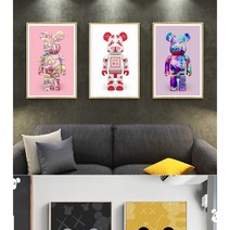 국내무배 베어브릭 인테리어 캔버스 액자, 16