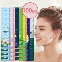 100 pcs LAIKOU 모이스춰 라이징 슬리핑 마스크 사쿠라 달팽이 해초 페이스 마스크 화이트닝 뉴 리싱 오일 컨트롤 안티 에이징 스킨 케어|트리트먼트 & 마스크|, 1개, seaweed