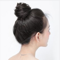 똥머리 가발 면접 승무원 가채 곱창 당고머리 덧 혼주 헤어 피스 붙임 볼륨 묵음, 4똥머리-내추럴블랙
