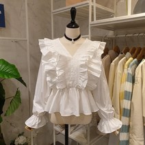 페이지플린 빅프릴 브이 블라우스(PF3ABL506AP)